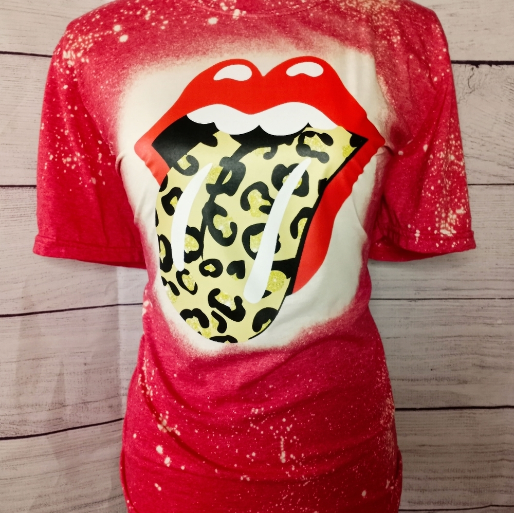 Distressed bleach screen print tee shirt